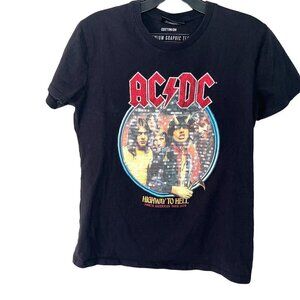 Cotton On AC DC Concert T Shirt Womens Size Small Sequin Short Sleeve 1979 Black